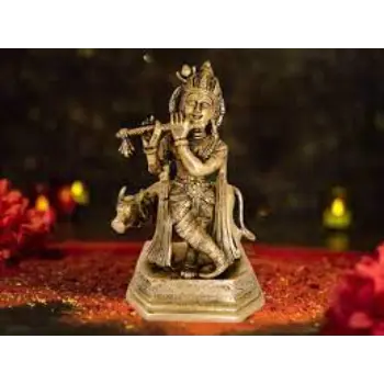 Brass God Krishna Statue 